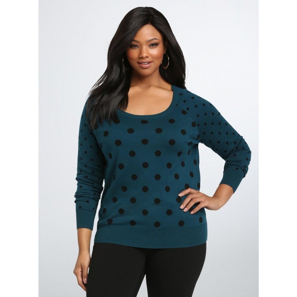 Torrid Teal Polka Dot Sweater
